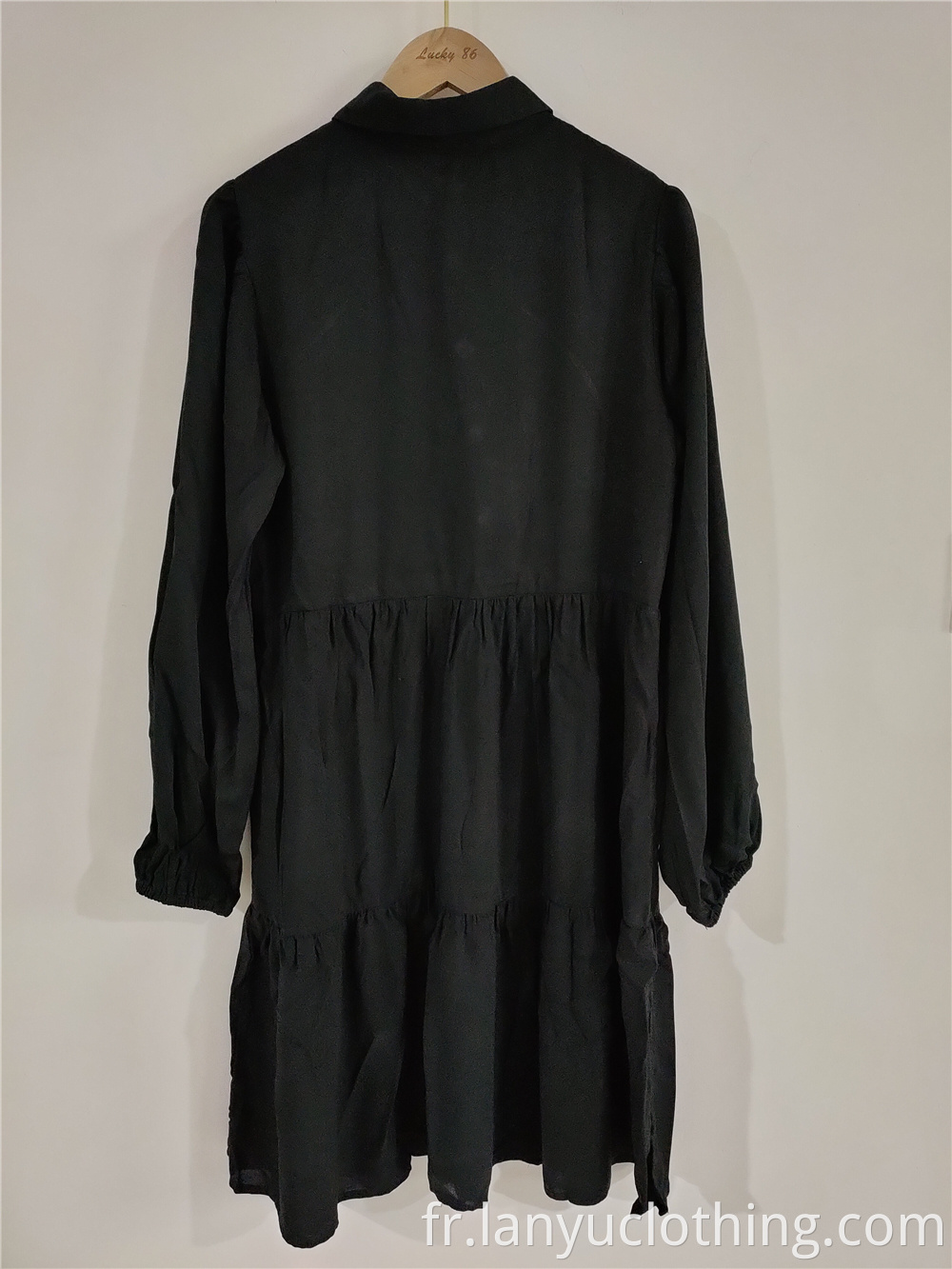Black Long Sleeve Stand Collar Dress